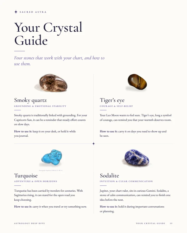 Page 39 of a sample Astrology Deep Dive: Your Crystal Guide